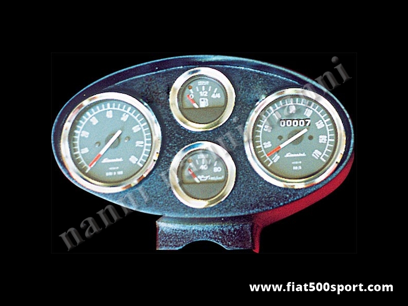 Art. 0727 - Cruscotto Fiat 500 D F R Giannini completo. - Cruscotto Fiat 500 D F R Giannini completo (Contagiri e contachilometri Ø 80 mm 2 manometri a scelta e luci spia verde e rossa) Tutto materiale nuovo, costruito in Italia.
Art. 0727 - Cruscotto Fiat 500 D F R Giannini completo. - Cruscotto Fiat 500 D F R Giannini completo (Contagiri e contachilometri Ø 80 mm 2 manometri a scelta e luci spia verde e rossa) Tutto materiale nuovo, costruito in Italia.