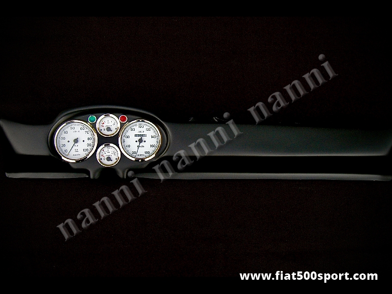 Art. 0731bia - Fiat 500 D F L R Francis Lombardi “My Car”dashboard with white instruments. - Fiat 500 D F L R Francis Lombardi My Car dashboard with White instruments diam 100 mm. 2 gauge and red and green lights. All the details are new, made in Italy.
