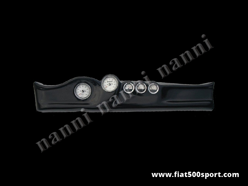 Art. 0733 - Cruscotto Fiat 500 completo di contagiri e contakil. diam. 80 mm. e 3 manometri bianchi. - Cruscotto Fiat 500 completo di contagiri e contakil. diam. 80 mm e 3 manometri bianchi(livello benzina, pressione olio e temperatura olio)Specificare se si desideramo altri manometri. Tutto materiale nuovo, costruito in Italia.
