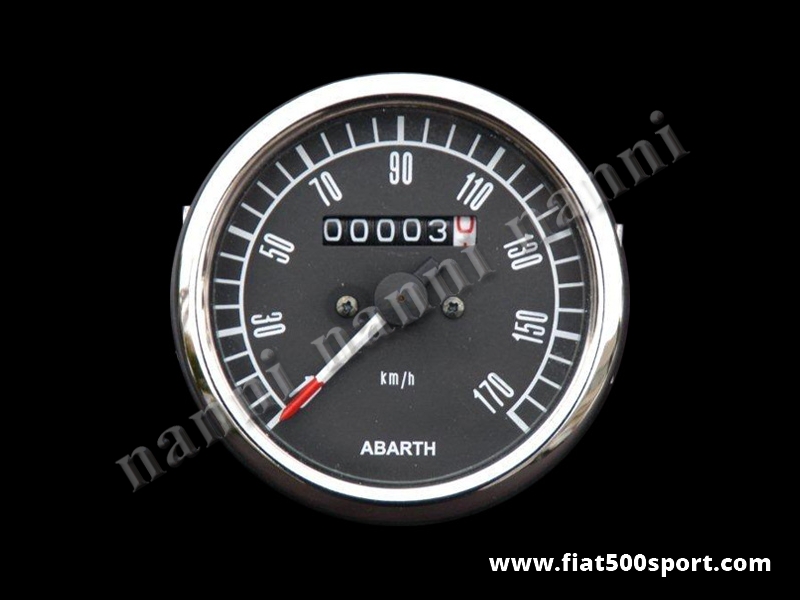 Art. 0742 - Tachimetro Abarth nero Ø 80 mm. nuovo. - Tachimetro Abarth nero Ø 80 mm. nuovo, senza contakilometri parziale.
