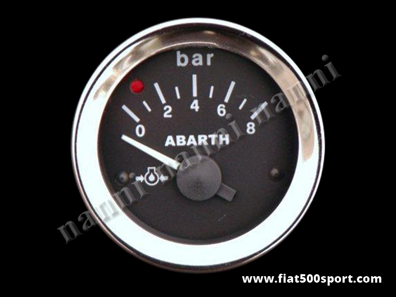 Art. 0771 - Manometro Abarth  pressione olio nero, nuovo. - Manometro Abarth pressione olio nero diametro 52 mm. nuovo.
