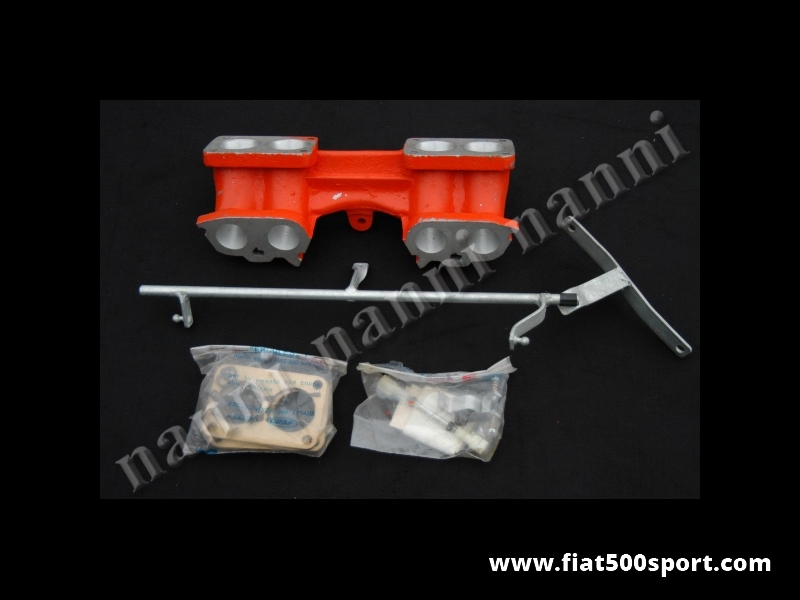 Art. 0907 - Inlet manifold Alquati for Fiat 128, X1/9, Ritmo to apply  2 carburettors  Ferrari Dino Weber DCNF. - Inlet manifold Alquati for Fiat 128 X1/9 Ritmo to apply 2 carburettor Ferrari Dino Weber DCNF.
